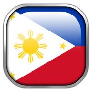 Philippines Flag square glossy button