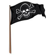 Vector Cartoon Pirate Flag Fluttering in the Wind N2