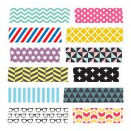 Set of colorful patterned washi tape stripes