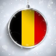 Merry Christmas Silver Ball with Flag Belgium N3