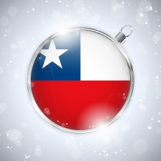 Merry Christmas Silver Ball with Flag Chile N4