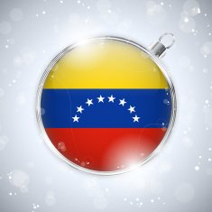 Merry Christmas Silver Ball with Flag Venezuela N3