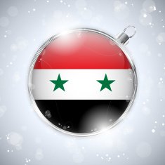 Merry Christmas Silver Ball with Flag Syrian N2