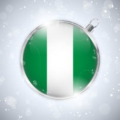 Merry Christmas Silver Ball with Flag Nigeria N4