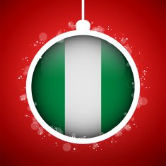 Merry Christmas Red Ball with Flag Nigeria