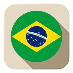 Brazil Flag Button Icon Modern N2