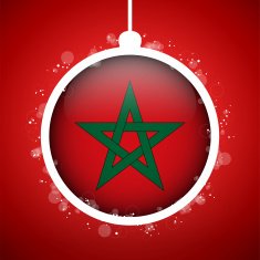 Merry Christmas Red Ball with Flag Morocco