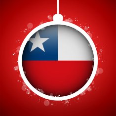 Merry Christmas Red Ball with Flag Chile