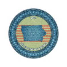 Label with map of iowa Denim style Vector eps10