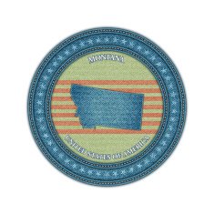 Label with map of montana Denim style Vector eps10