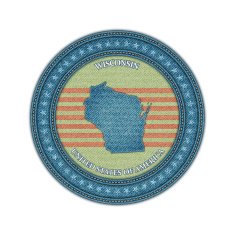 Label with map of wisconsin Denim style Vector eps10