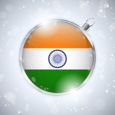 Merry Christmas Silver Ball with Flag India N3