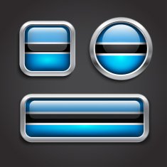 Botswana flag glass buttons