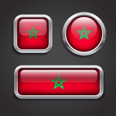 Morocco flag glass buttons