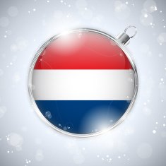 Merry Christmas Silver Ball with Flag Netherlands N3