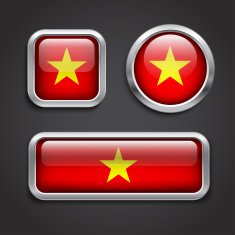 Vietnam flag glass buttons
