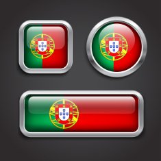 Portugal flag glass buttons