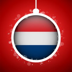 Merry Christmas Red Ball with Flag Netherlands