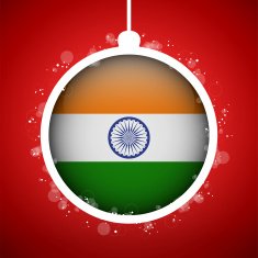 Merry Christmas Red Ball with Flag India