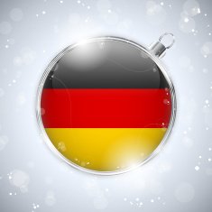 Merry Christmas Silver Ball with Flag Germany