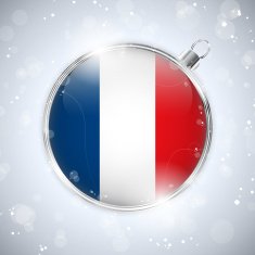 Merry Christmas Silver Ball with Flag France N2