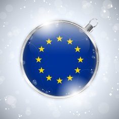 Merry Christmas Silver Ball with Flag Europe N2
