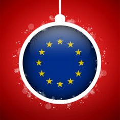 Merry Christmas Red Ball with Flag Europe