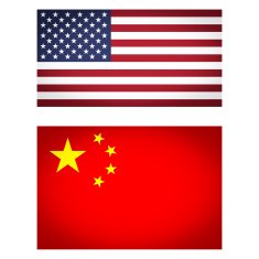 USA China flag vignetted illustration