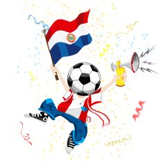 Paraguay Soccer Fan with Ball Head