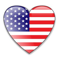 North American flag heart button vector