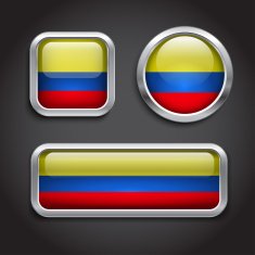 Colombia flag glass buttons