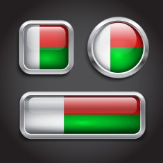 Madagascar flag glass buttons
