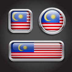 Malaysia flag glass buttons
