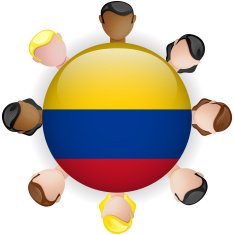 Colombia Flag Button Teamwork People Group
