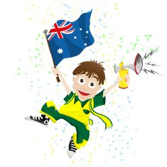 Australia Sport Fan with Flag and Horn