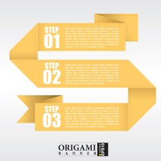Abstract yellow origami banners