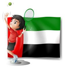 Tired athlete player in front of the UAE flag N2