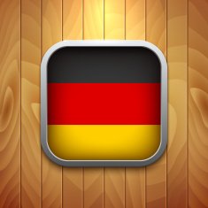 Rounded Square Germany Flag Icon on Wood Texture