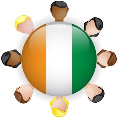 Ivory Coast Flag Glossy Button with People