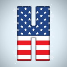 USA Independence Day Alphabet Letters N4