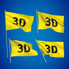 3D - yellow vector flags