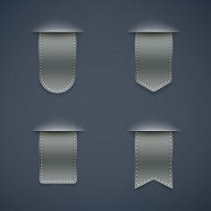 set of gray ribbons different shapes