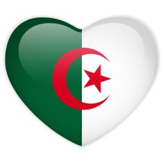 Algeria Flag Heart Glossy Button N2