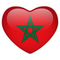 Morocco Flag Heart Glossy Button N2