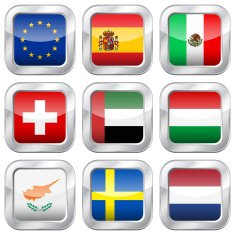 metal square national flags