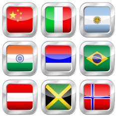 metal square national flags N3