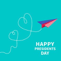 Presidents Day background Paper plane Two dash line hearts