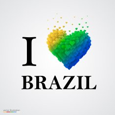 I love Brazil font type with heart sign N2