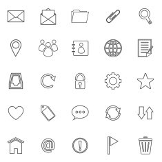 Mail line icons on white background