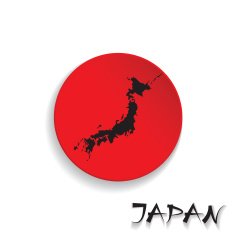 Japan flag on map of country background vector illustration
